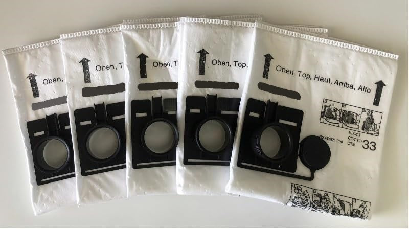 Fits Festool CT33 SelfClean Filter Bag, 452971 Tear-Resistant, 5-Pack