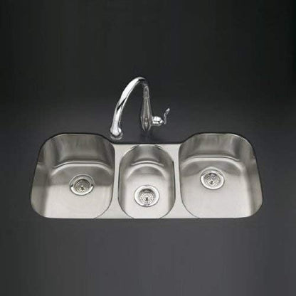 E2 Stainless 598 triple bowl stainless steel kitchen sink, Kohler K-3166-NA