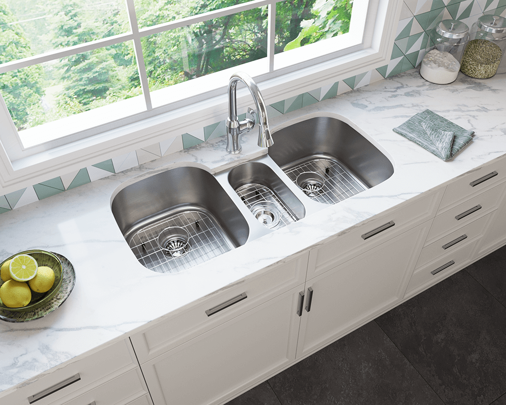 E2 Stainless 598 triple bowl stainless steel kitchen sink, Kohler K-3166-NA