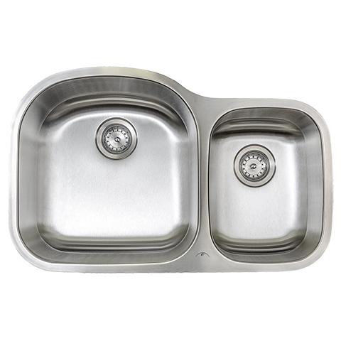 E2 Stainless M601 Contemporary Uneven 16-Gauge Stainless Steel Kitchen Sink 60/40