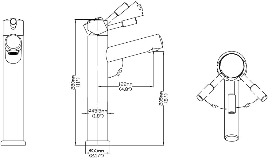 E2 Stainless MA101 Medina Alta Lavatory Bathroom Faucet 100% Brushed Stainless Steel