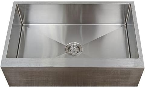 E2 Stainless Modern Farmhouse Kitchen Sink VSR-3321A, Thick 16 Gauge Stainless Steel