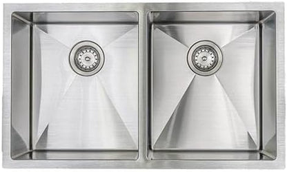 VSR-702 Ultra Modern Kitchen Sink Double Bowl, 16 Gauge Stainless Steel