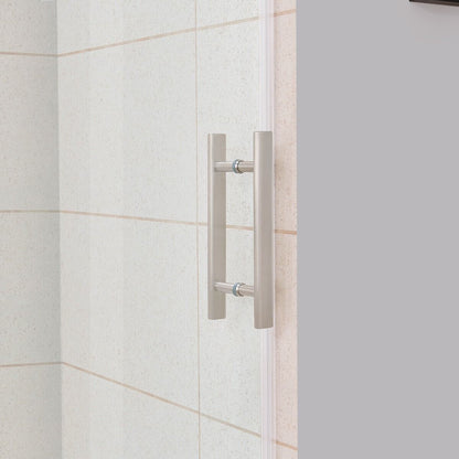 Kelsey 72 OVE Decors Shower Doors 1310362 w/ Frameless Glass Satin Nickel 72" X 76"