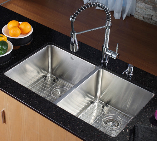 VSR-702 Ultra Modern Kitchen Sink Double Bowl, 16 Gauge Stainless Steel