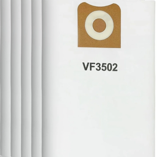 fits rigid shop vacs vf3502 filter bags 12 16 gallon, selfclean fabric 5 pack