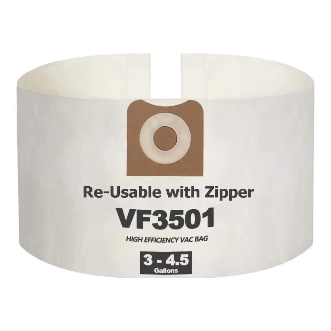 reusable vf3501 multi fit filter bags 3 4.5 gallon, w/zipper 3 pack