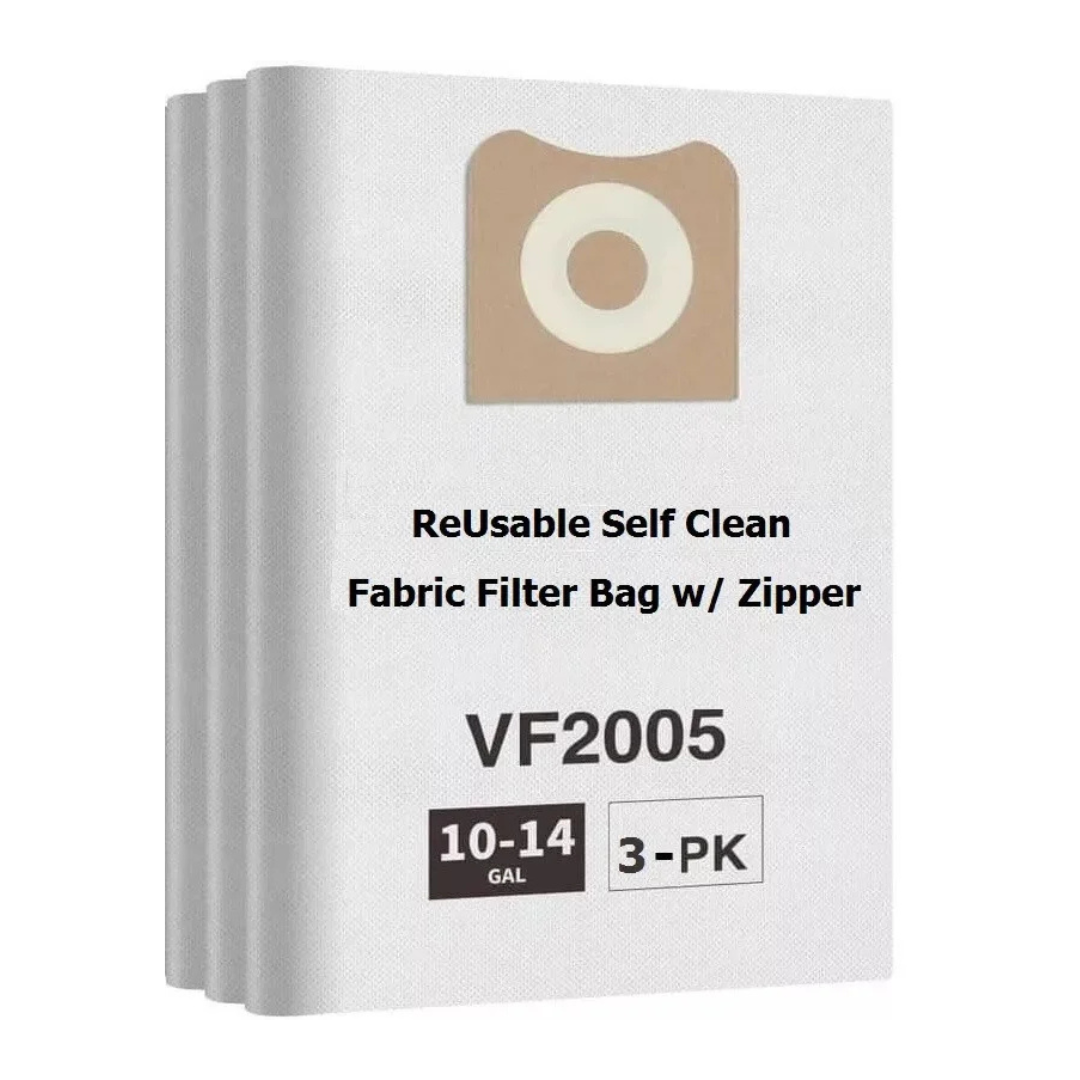 reusable vf2005 filter bags 10 14 gallon, w/zipper 3 pack 9067200