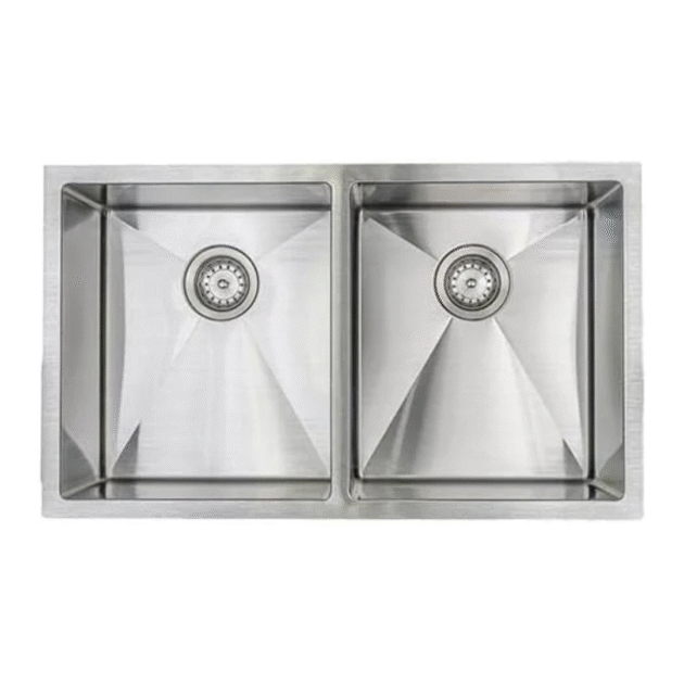 e2 stainless vsr702 ultra modern kitchen sink double bowl, 16 gauge stainless steel