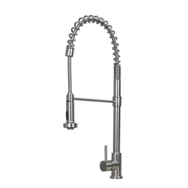 kps3031 niagara kitchen faucet 100% solid cast t304 commercial grade brushed stainless steel high arch gooseneck with pull down sprayer