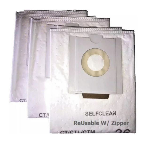 reusable w/zipper fits festool ct36 selfclean filter bag, 3 pk 496186 ct 36 hepa vacuum