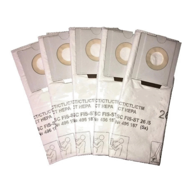 fits festool ct26 selfclean filter bag, 5 pk 496187